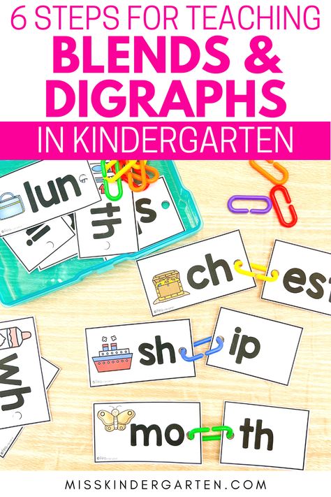 Building words with links Blend Practice Kindergarten, 1st Grade Blending Activities, Digraph Games Kindergarten, Blending And Segmenting Kindergarten, Blends Activities Kindergarten, Digraph Activities Kindergarten, Kindergarten Blends, Kindergarten Digraphs, Blends Kindergarten