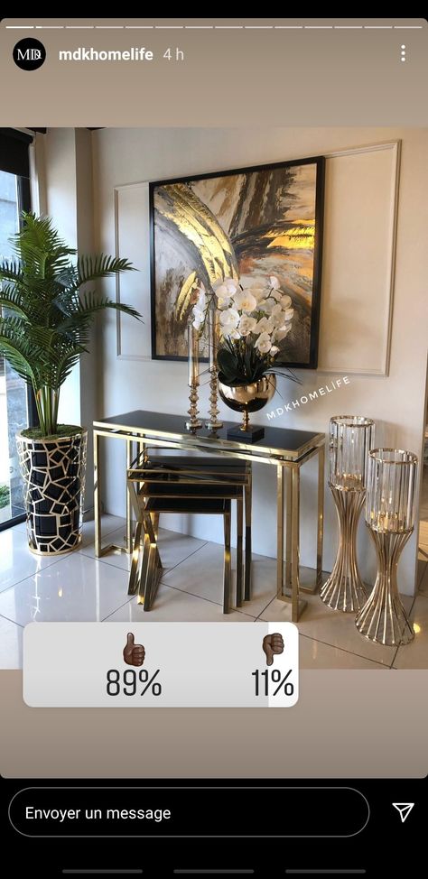 Fancy Dining Table Decor, Badcock Furniture Living Rooms, Entryway Decor Modern Luxury, Glam Family Room, Glam Dining Room, Contemporary Decor Living Room, Gold Living Room, Glam Living Room, Foyer Decor