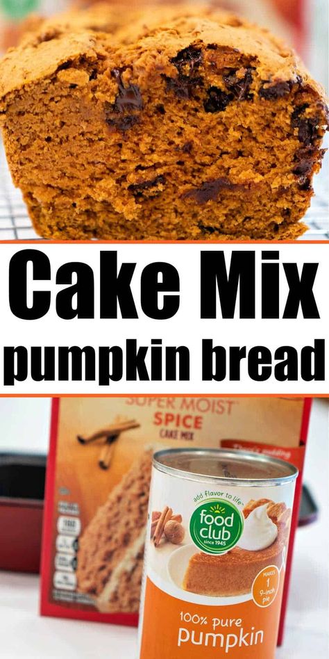 Turn Yellow Cake Mix Into Spice Cake, Pumpkin Bread With Spice Cake, 2 Ingredient Pumpkin Bread, Breakfast Quick Bread, Pumpkin Cranberry Bread, Pumpkin Cake Mix, Chocolate Pumpkin Bread, Pumpkin Butterscotch, Spice Cake Mix And Pumpkin