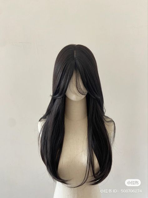 Korean Wig Long Hair, Long Japanese Hair, Korean Long Haircut, Chinese Haircut, Idol Hairstyle, Kawaii Hairstyle, Black Hair Korean, Hairstyle Black Hair, At Home Skincare