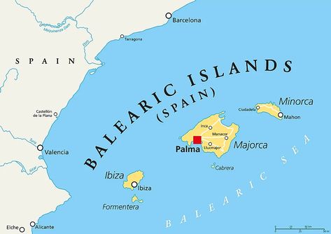 Balearic Islands - WorldAtlas Tarragona Spain, Ibiza Town, Iberian Peninsula, Island Map, Mallorca Spain, Oceans Of The World, Balearic Islands, Majorca, Plant Species