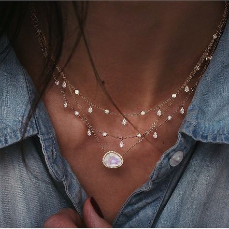 Perfectly adorned 🌙✨ | mini teardrop drip necklace and free form moonstone #lunaskyejewelry Luna Skye Jewelry, Drip Necklace, Silver Y2k, Luna Skye, Gold Leaf Necklace, Bead Choker Necklace, Name Necklace Silver, Diamond Bar Necklace, Y2k Necklace