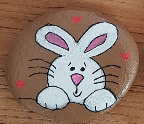 Easter Drawings Easy Step By Step, Easter Bunny Painted Rocks, Bunny Rock Painting, Easter Rock Painting, Easter Rocks, Easter Drawings, Easter Paintings, Painted Rock Animals, Diy Rock Art