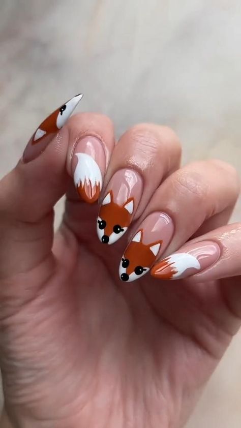 Fall Nails November, Animal Print Nail Art, Nails Barbie, November Nail Designs, Nails November, Fox Nails, Print Nail Art, Short Stiletto, Barbie Nails