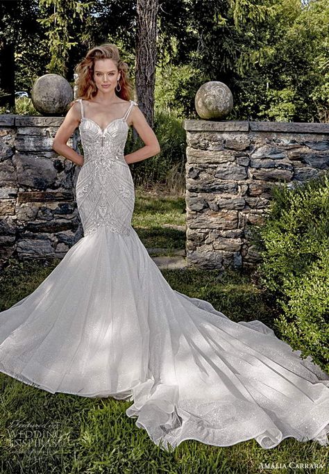 Amalia Carrara Wedding Dresses, Eve Of Milady Wedding Dresses, Bridal Reflections, Eve Of Milady, Chapel Train Wedding Dress, Chic Wedding Dresses, Couture Bridal Gowns, Sparkle Skirt, Dresses Style