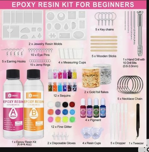 Resin Art Product, Resin Materials For Beginners, Jewelry Making Kits For Beginners, Resin Kits For Beginners, Resin Art Beginners, Easy Resin Art For Beginners, Resin Art Accessories, Resin Art Material List, Resin Arts And Crafts