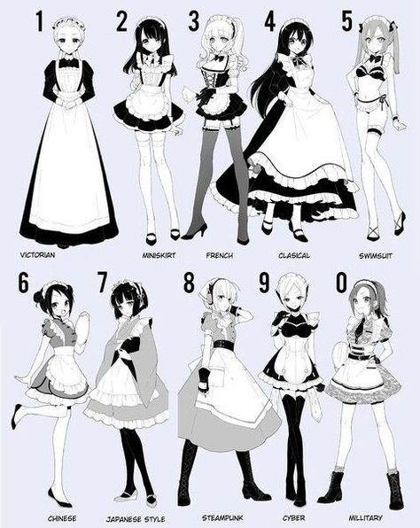 Clothing Design Sketches, Anime Inspired Outfits, Drawing Anime Clothes, Dress Design Sketches, 캐릭터 드로잉, Maid Outfit, Cartoon Outfits, Concept Art Drawing, Dessin Adorable