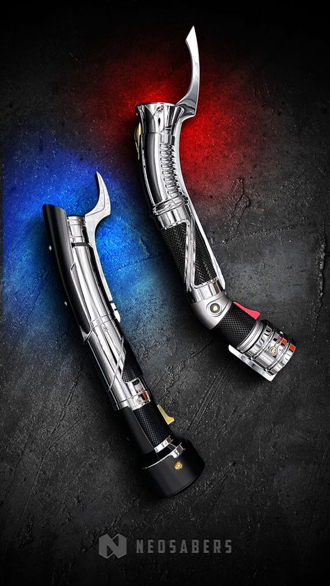 2x Dooku sabers from Neosabers. #saberlife #countdooku #lightsaber Count Dooku Lightsaber Tattoo, Jedi Lightsaber Hilt, Sith Lightsaber Hilt, Lightsaber Concept Art, Jedi Dooku, Dooku Lightsaber, Count Dooku Lightsaber, Lightsaber Tattoo, Tales Of The Jedi