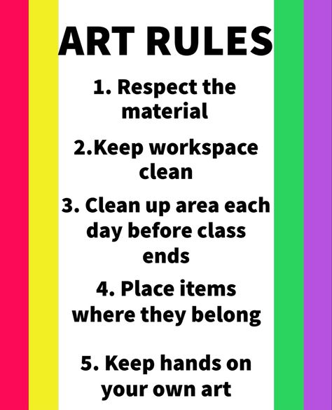 Art Class Rules, Art Classroom Rules, Lab Rules, Art Class Posters, Art Room Rules, Preschool Weekly Lesson Plans, Elementary Art Classroom, Art Room Posters, Basement Workshop