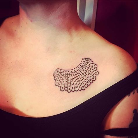 Dissent Tattoo, Rbg Tattoos, Hummingbird Tattoo Black, Rbg Dissent Collar, Rbg Collar, Collar Tattoo, Strawberry Tattoo, Places For Tattoos, Sleeve Ideas