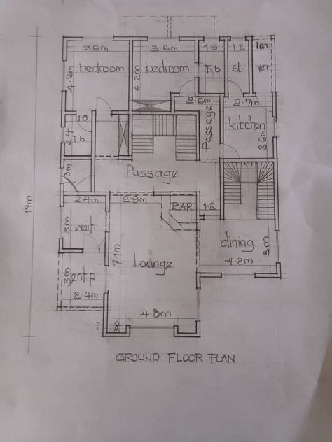 Please Critique This My 5 Bedroom Duplex Design On A Plot Of Land - Properties - Nigeria 6 Bedroom Duplex Floor Plan, 5bedroom Duplex Plan, Four Bedroom Duplex Floor Plan, Bungalow House Floor Plans, 30x40 House Plans, Free Floor Plans, House Plans For Sale, Duplex Floor Plans, 5 Bedroom House Plans