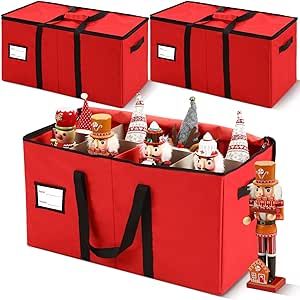 **English:**

Soaoo 3 Pcs Christmas Nutcracker Storage Box: Durable 600D canvas, holds 24 holiday figurines. Lids and handles for easy storage of Santa figures or nutcracker ornaments.

**Español:**

Set de 3 Cajas de Almacenamiento para Cascanueces de Navidad de Soaoo: Resistente tela 600D, guarda 24 figuritas navideñas. Tapas y asas para almacenar fácilmente adornos de Santa o cascanueces. Collectible Storage, Nut Cracker, Kids Table And Chairs, Christmas Figurines, Bathtub Accessories, Kid Table, Kids Bedroom Furniture, Nutcracker Christmas, Christmas Storage