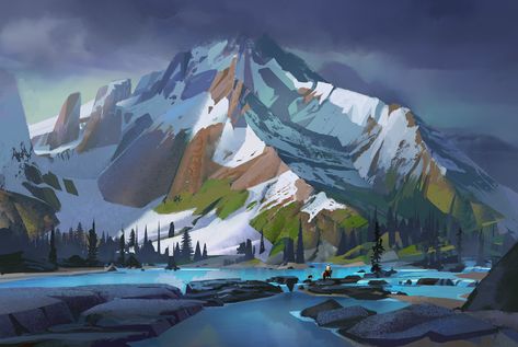 ArtStation - painting demo , Tyler edlin Tyler Edlin, Painted Landscapes, Drawing Study, Environment Painting, Environmental Graphic Design, Painting Demo, Environment Art, Landscape Art Painting, Inspirational Artwork