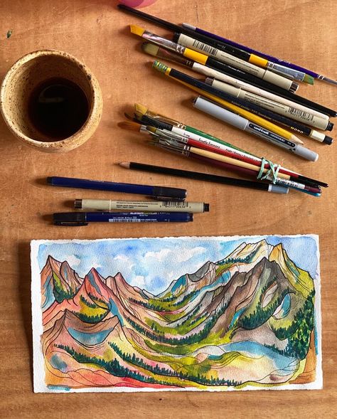 Sarah Uhl Field Sketching, Watercolor Doodles, Colorado Artists, Abstract Line Art, An Artist, Creative Work, Art Sketches, Art Inspo, Art Journal