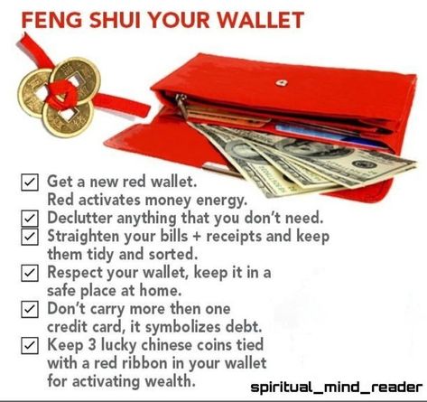 Feng Shui Wallet, Feng Shui Good Luck, Feng Shui Basics, Feng Shui Guide, Money Flow, Feng Shui Colours, How To Feng Shui Your Home, Feng Shui Wealth, Tips For Happy Life