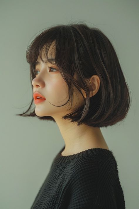 Wispy Bangs Bob, Bob Hair Straight, Hairstyle Slick Back, Hairstyle Slick, Bob With Wispy Bangs, Straight Hair Bob, Haircut Reference, Haircuts Ideas, Medium Length Hairstyles