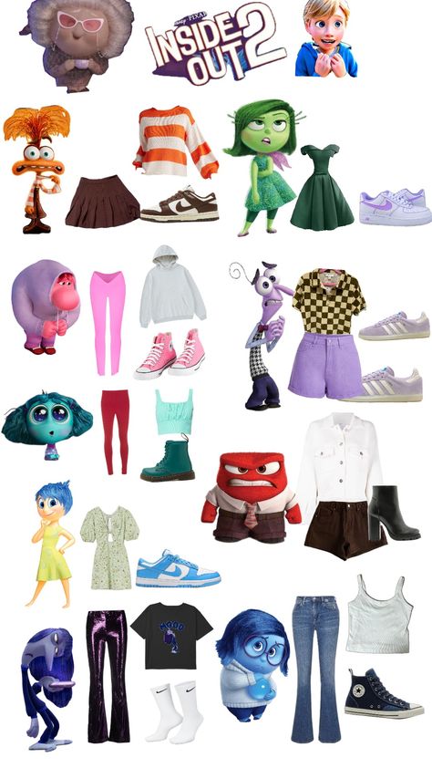 #insideout2 #emotions Emotions Halloween Costume, Inside Out Characters Costumes Diy, Inside Out Spirit Week, Diy Inside Out 2 Costume, Inside Out Emotions Halloween Costumes, Inside Out Emotions Costumes, Inside Out 2 Costumes Group, Halloween Costumes Inside Out, Embarrassment Inside Out Outfit