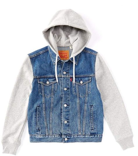 Levi's Hybrid Hoodie Trucker Denim Jacket Levis Jacket Men, Hoodie Denim Jacket, Boys Denim Jacket, Denim Jacket With Hoodie, Jacket With Hoodie, Boys Denim, Levis Jacket, Trucker Jacket, Hoodie Jacket