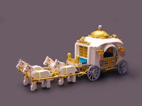 Cinderella's Carriage by Littlehaulic Lego Carriage, Lego Cinderella, Lego Playroom, Lego Movie Sets, Lego Scenes, Cinderella's Carriage, Kids Song, Cinderella Carriage, Lego Diy