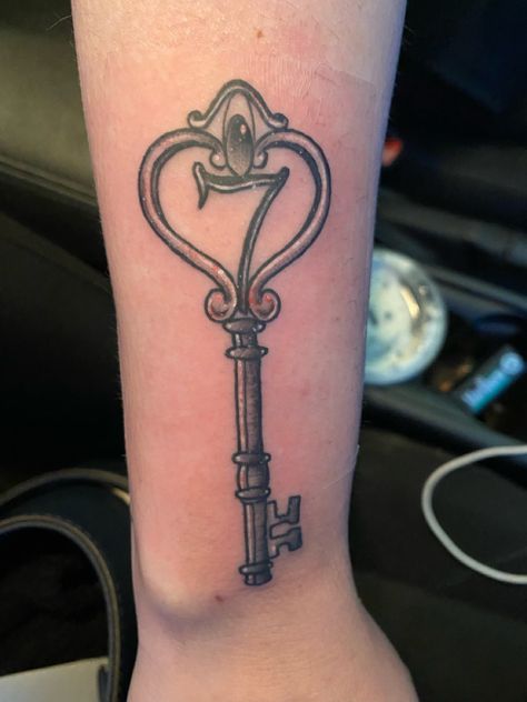 Skeleton Key Tattoo, Skelton Key, Key Meaning, The Number 7, Key Tattoos, Key Tattoo, Number 7, Skeleton Key, New Tattoos