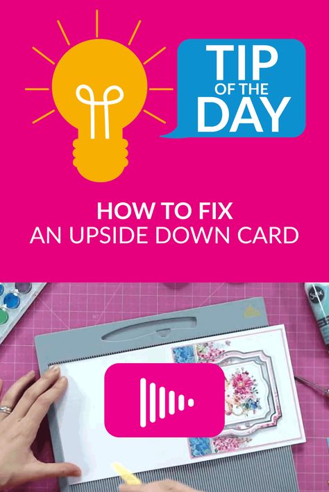 How many times have you created a beautiful card, only to find when you havefinished that the card base is upside down? Here is a handy tip from Lou for fixing this quickly, without the need to removeall of the card embellishments and layers!We would love to hear in the comments from you whether you have needed to usethis technique.Or why not post a picture of your project to our inspiration gallery for allmembers to see and enjoy! Embossing Techniques, Card Embellishments, Card Making Tutorials, Fancy Folds, Card Making Techniques, Card Maker, Pictures Of You, Craft Tutorials, Upside Down