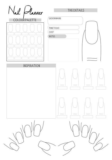 Nail Idea Template, Design Your Own Nails Template, Nail Planner Template, Nails Template Designs, Nail Template Designs, Nail Planner, Printable Nail Art Templates, Nails Template, Nail Stencils Templates