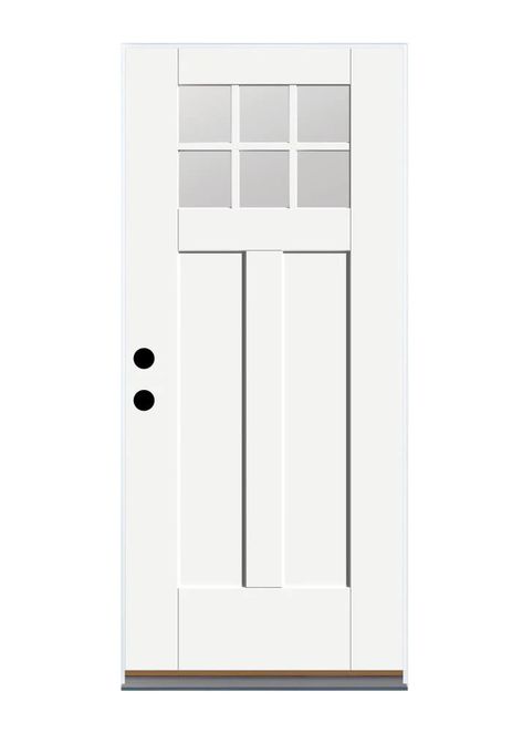 Therma-Tru Benchmark Doors 36-in x 80-in Fiberglass Craftsman Left-Hand Outswing Ready To Paint Unfinished Prehung Single Front Door in the Front Doors department at Lowes.com Shaker Front Door, Single Front Door, Wood Door Frame, White Front Door, Craftsman Door, Therma Tru, Victorian Door, Glazed Glass, Wood Front Doors