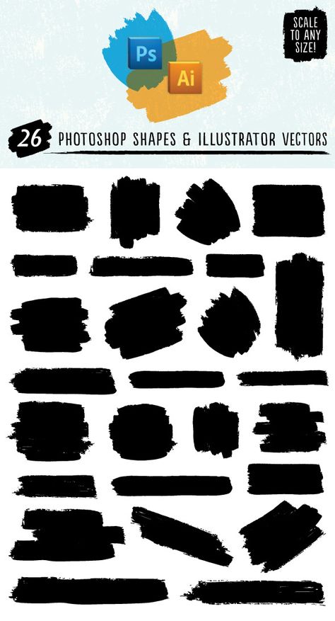 Add a hand-painted, life-like look to your designs with these painted custom shapes! Photoshop custom shapes can be scaled and co Photoshop Brushes Painting, Acrylic Paint Art, Photoshop Shapes, Photoshop Brushes Free, Illustrator Brushes, Illustrator Design Tutorial, Photoshop Design Ideas, Photoshop Resources, Brush Drawing