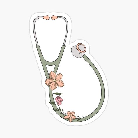 Stethoscope Aesthetic, Stethoscope With Flowers, Green Stethoscope, Stethoscope Art, Stethoscope Illustration, Stethoscope Sticker, Devney Perry, Nursing Graduation Pictures, Ipad Stickers