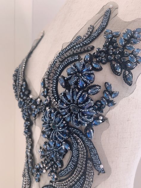 Applique Patterns On Dress, Fashion Beading, Crystal Couture, Bead Applique, Couture Beading, Detail Couture, Bodice Applique, Corset Costumes, Applique Work