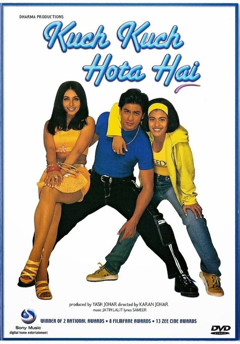 Kuch Kuch Hota Hai Bollywood Poster, Shahrukh Khan And Kajol, Shah Rukh Khan Movies, Srk Movies, Best Bollywood Movies, Bollywood Theme, Kuch Kuch Hota Hai, Bollywood Posters, Vintage Bollywood