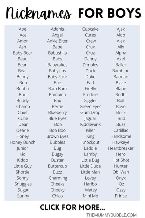 Funny and cute nicknames for boys. Click the pin for more ideas. Nick Names For Boyfriend In Spanish, Funny Nick Names For Best Friends, Cute Names With Nicknames, Funny Contact Names For Guy Best Friend, Aesthetic Name For Best Friend, Corny Nicknames For Boyfriend, Cute Nick Names For Hubby, Mean Nicknames For Guys, Funny Name For Best Friend