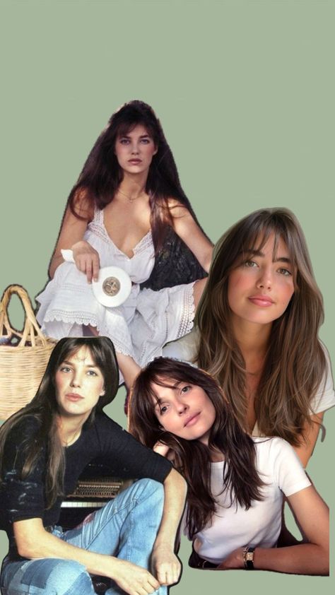 Long layers soft bangs Jane birkin Jane Birkin Bangs, Jane Birkin Hair, Birkin Hair, Birkin Bangs, Jane Birkin Style, Bangs Long Hair, Soft Bangs, Side Bangs, Long Hair With Bangs