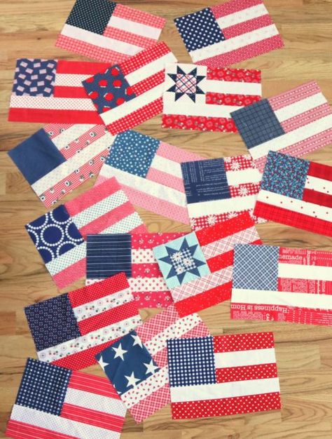 Flag Quilt Blocks on my Sewing Table Patriotic Sewing, Flag Quilts, Quirky Quilts, Americana Quilts, American Flag Quilt, Diary Of A Quilter, Americana Crafts, Amy Smart, Flag Quilt