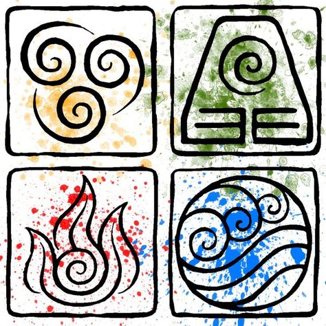 Earth Element Symbol, Element Spirit, Avatar Tattoo, Elements Tattoo, 4 Element, Element Symbols, 4 Elements, Avatar The Last Airbender Art, 5 Elements