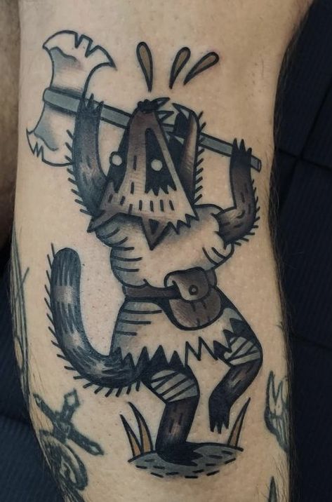 American Traditional Raccoon, American Traditional Raccoon Tattoo, Fantasy Traditional Tattoo, Traditional Forest Tattoo, Grim Antihero, Traditional Raccoon Tattoo, Antler Tattoo, Raccoon Tattoo, Medieval Tattoo