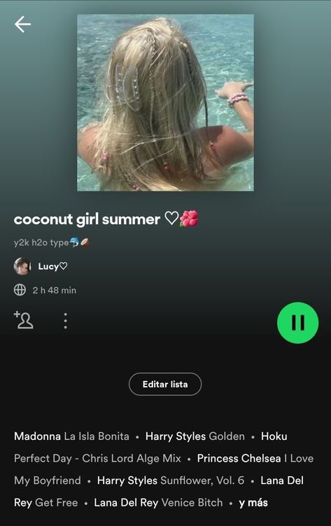 Coconut Girl Playlist, How To Become A Coconut Girl, Coquette Spotify Playlist, Summer Playlist Covers Aesthetic, Summer Spotify Playlist Cover, Coquette Spotify, Beach Playlist, Aesthetic Weather, Coconut Summer