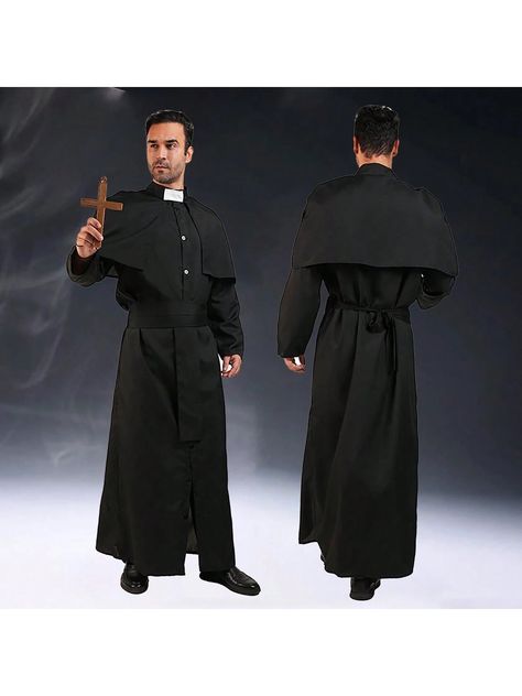 Priest Costume For Men Cosplay Adult Halloween Party Costumes Medieval Priest CostumeI discovered amazing products on SHEIN.com, come check them out! Priest Movie, Hot Priest Costume, Priest Halloween Costume, Priest Halloween, Medieval Priest, 1800s Priest, Priest Costume, Priest Outfit, Men Cosplay