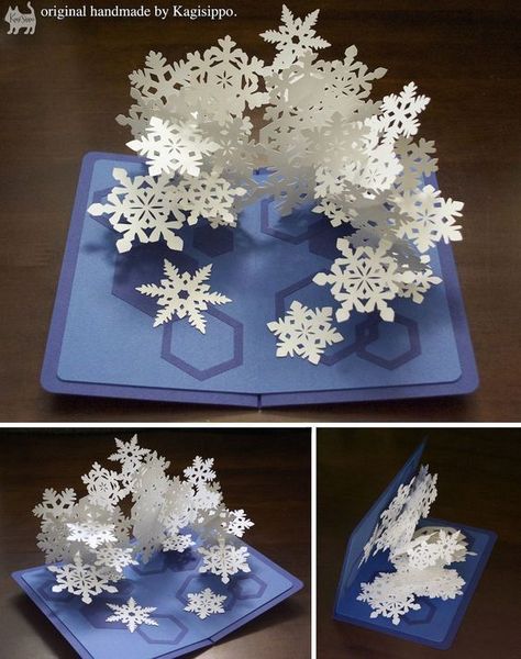 Origami Snowflake, Pop Up Christmas Cards, Diy Pop Up Cards, Pop Up Card Templates, Origami Lamp, Pop Up Art, Paper Pop, Christmas Pops, Christmas Card Crafts