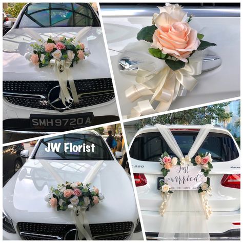 Bridal Car Flowers, Bridal Car Decoration, Car Decorations For Wedding, Wedding Car Deco, Car Wedding, Singapore Wedding, Bridal Car, Wedding Car Decorations, Car Deco