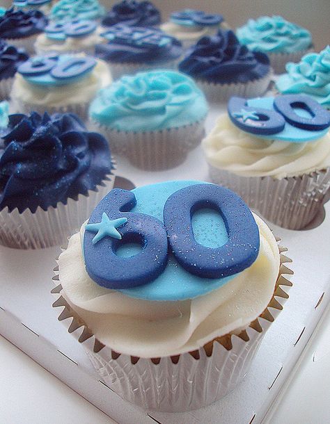 60th Birthday Cupcakes- Nottingham by Heavenly-Cupcakes, via Flickr 60th Cupcakes For Men, 90th Cupcakes, 60th Birthday Cupcakes For Men, Cupcakes For 60th Birthday, 60th Cupcakes, 60th Birthday Cake Ideas, 60 Cupcakes, 60th Birthday Cupcakes, Birthday Breakfast Party