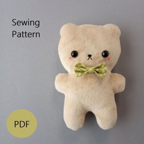 sewing toys easy Mini Stuffed Animals Diy, Sewn Stuffed Animals, Simple Stuffed Animal Pattern, Bear Stuffed Animal Pattern, Easy Teddy Bear Pattern, Stuffed Bear Pattern, Felt Charms, Stuffed Animal Sewing Patterns, Bear Sewing Pattern