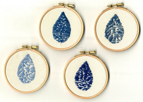 Embroidery hoop rain drops by Seasalt window team Weather Embroidery, No Rain No Flowers Embroidery, Rain Drops Embroidery, Blue Embroidered Cotton Outerwear, Rain Cloud Embroidery, Seasalt Cornwall, Love Rain, Raincoats For Women, Rain Drops