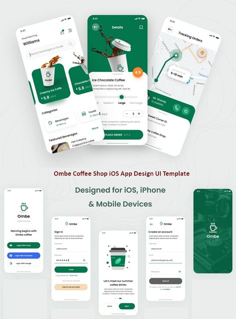 Modern Mobile App Design, Cafe App Design, App Mockup Design, Coffee Shop App Ui Design, Coffee App Design, Modern App Design, Drink App, App Design Ui, Order Coffee