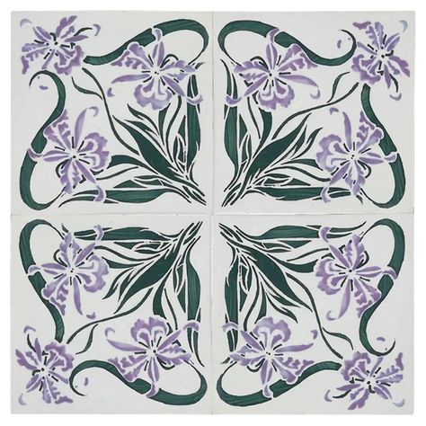 1 of the 40 Art Nouveau Wall Tiles Marque de Fabrique CF, Devres, France, 1920 For Sale at 1stDibs Custom Tile Design, Purple Tile, Art Nouveau Illustration, Art Nouveau Tiles, Handmade Ceramic Tiles, Easels, Garden Elements, Custom Tiles, Antique Ceramics