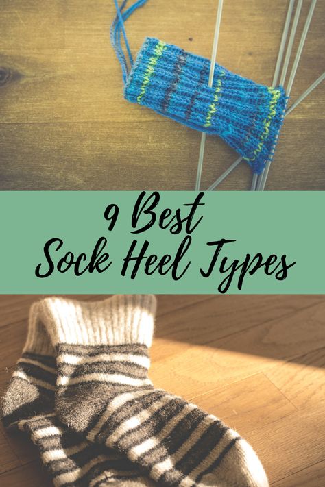 Knit the perfect sock heel with these heel types #knitting #socks Knit Sock Heel Pattern, Knitting Heels On Socks, Free Knitted Sock Patterns, Kids Socks Knitting, Sock Heels, Knitting Sock, Sock Heel, Knitted Socks Free Pattern, Knitting Squares