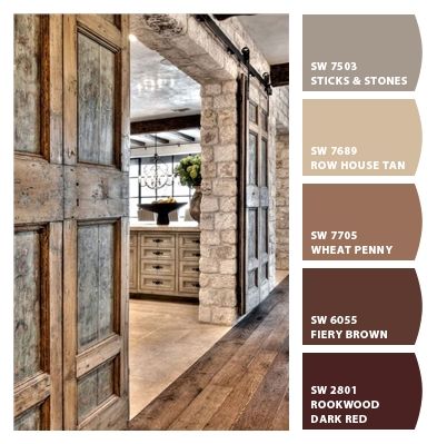 Sherwin Williams Brown, Bedroom Paint Colors Sherwin Williams, Cabin Paint Colors, Paint Colors Sherwin Williams, Rustic Paint Colors, Rustic Color Schemes, Rustic Color Palettes, Brown Paint Colors, Log Cabin Interior