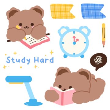 Cute Journal Stickers Korean, Study Cute Sticker, Cute Korean Stickers Printable Bear, Hoppang Stickers, Korean Stationery Printables, Aesthetic Korean Stickers Printable, Goodnotes Study Stickers, Cute Bear Stickers Printable, Bear Stickers Printable