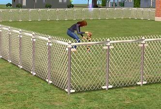 Mod The Sims - *UPDATED WITH GATES* A Chain Link Fence! (New Mesh) Chain Fence, Decorative Garden Fencing, Fence Doors, Natural Fence, Cc Furniture, Cheap Fence, Fencing Ideas, Living Fence, Backyard Fence