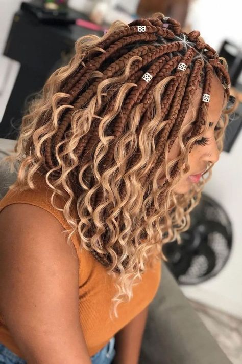 24 Trendy Goddess Braids With Color in 2023 | Lookosm Shoulder Length Goddess Braids, Afro Hair Goals, Goddess Braids With Color, Box Dreads, Braids With Color, Goddess Braid Styles, Braiding Hairstyles, Colorful Hairstyles, Short Box Braids Hairstyles